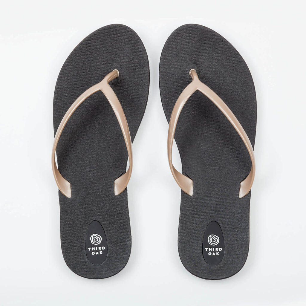 Scout Black and Gold Recycled Flip Flops
